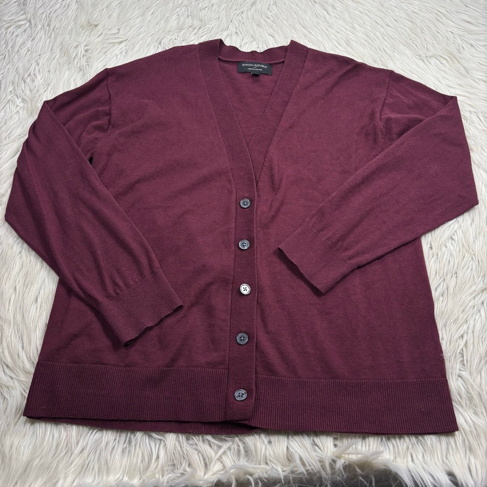 Banana Republic Women's L Burgundy Forever Sweater Cotton Blend Classic Preppy